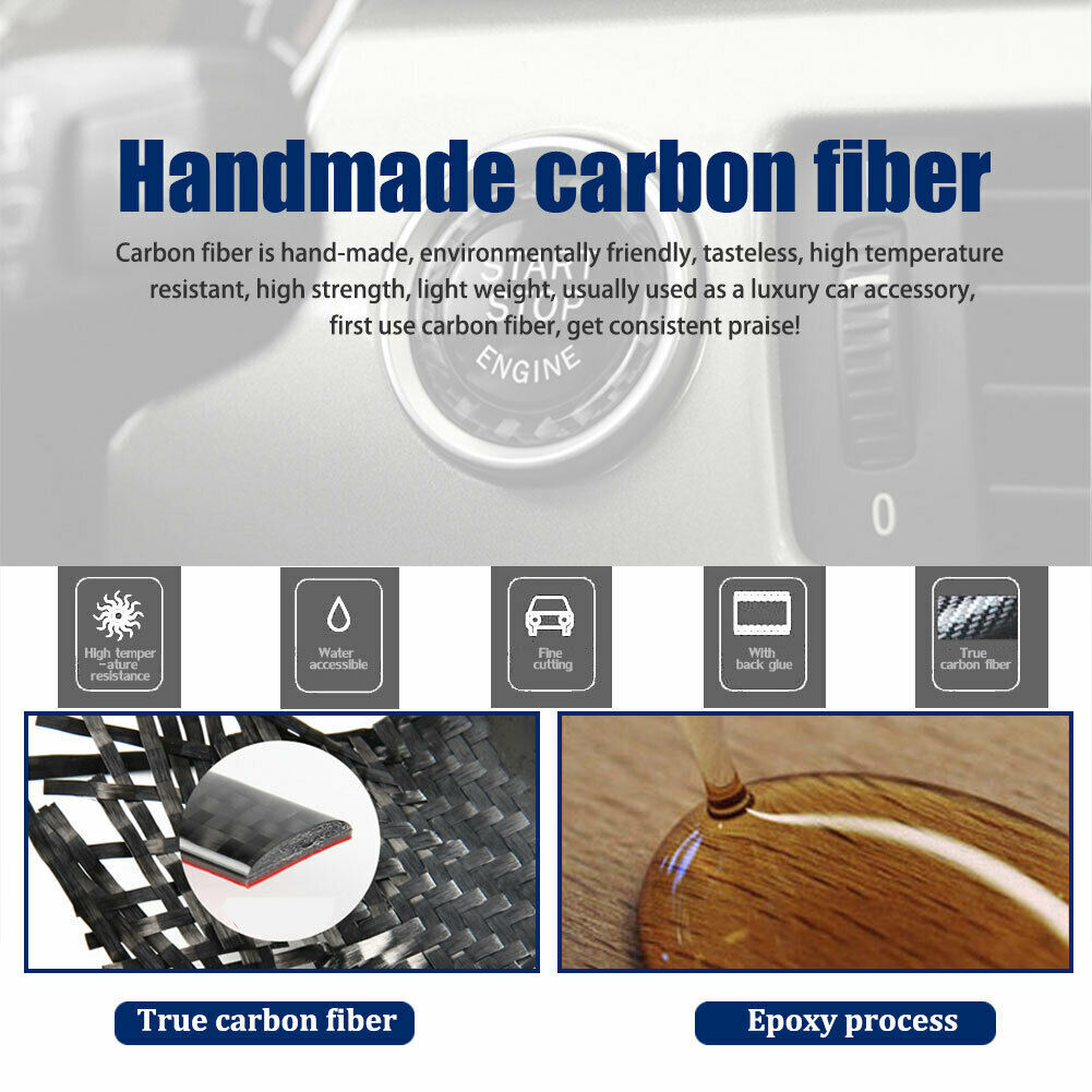 ABS Engine Start Stop Button Ring Trim Carbon Fiber Look For BMW 3 E90 E92 E93