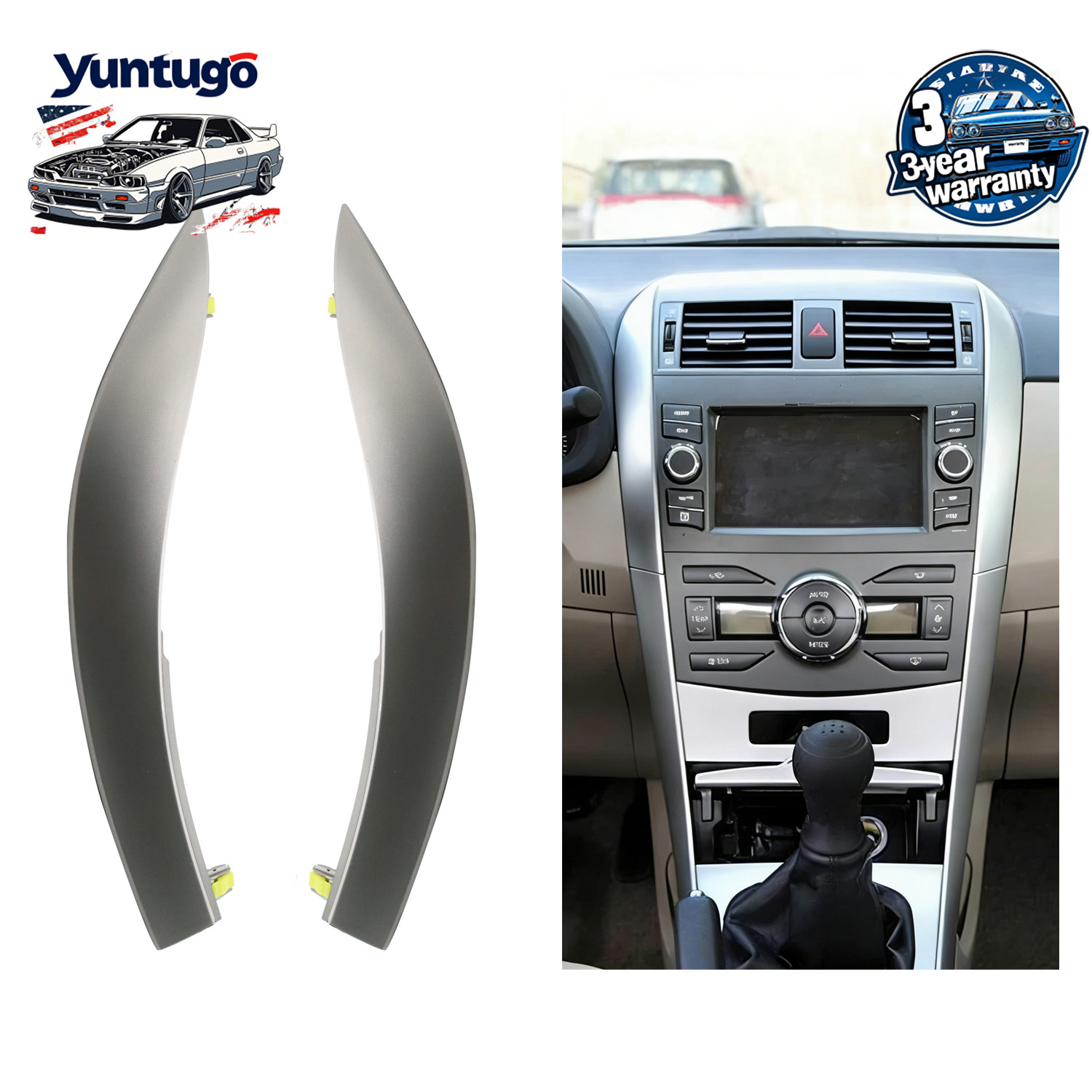 Pair Upper Side Center A/C Vent Trim Strip For Toyota Corolla 2009-2013