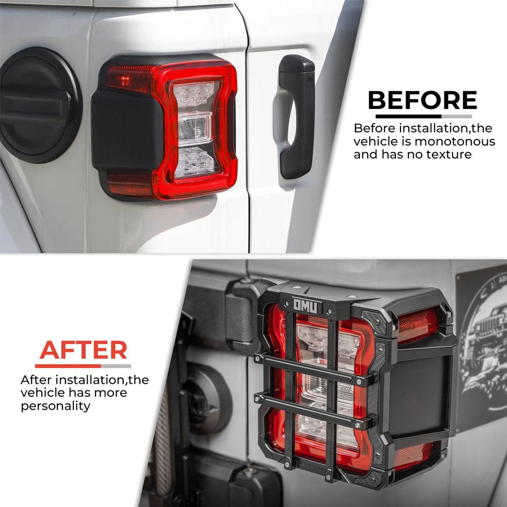 2x LED Tail Light Guard Covers Protector for 2018-2026 Jeep Wrangler JL 2/4-Door