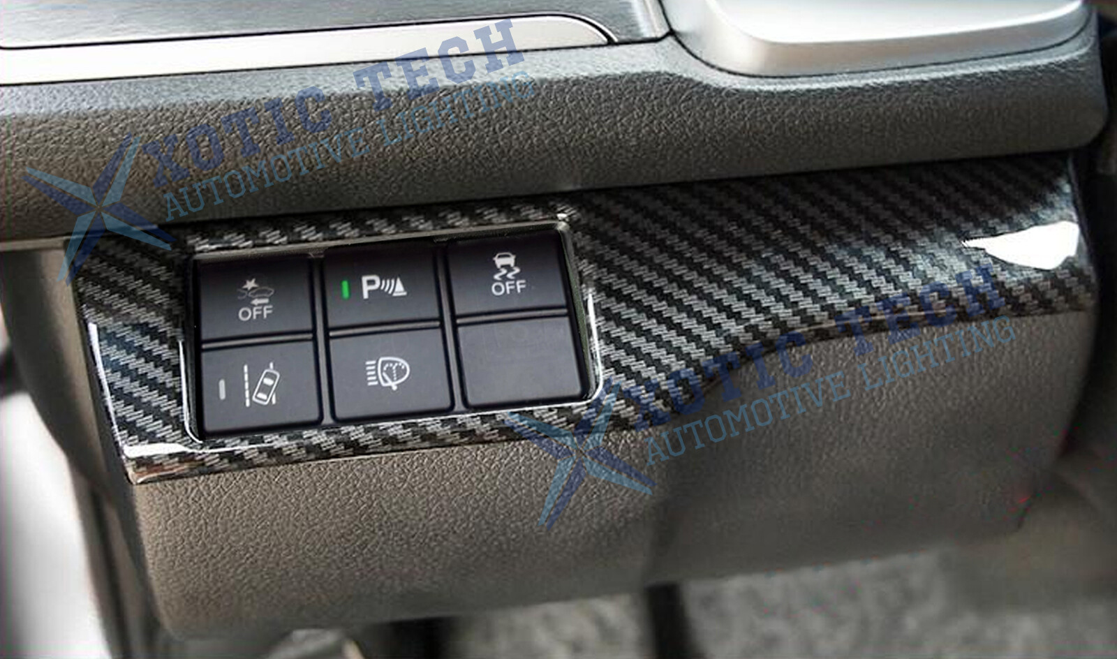 Headlight Switch Frame Overlay Cover Carbon Fiber ABS For Honda Civic 10th Gen