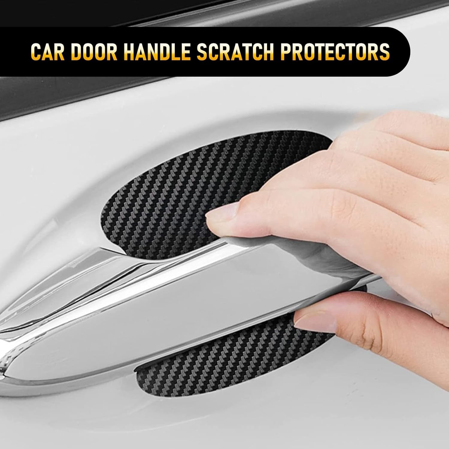 4 PCS Easy-Apply Carbon Fiber Door Handle Protectors – Scratch Resistant Design