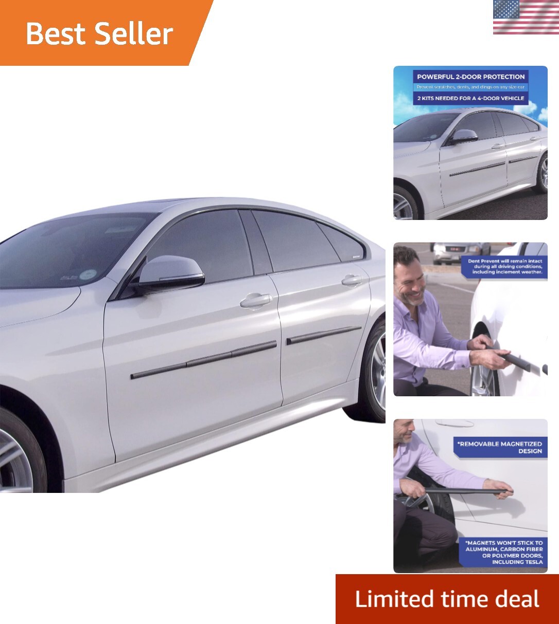 Dent Prevent Car Door Protector – Removable Magnetic Strips, Customizable Fit…