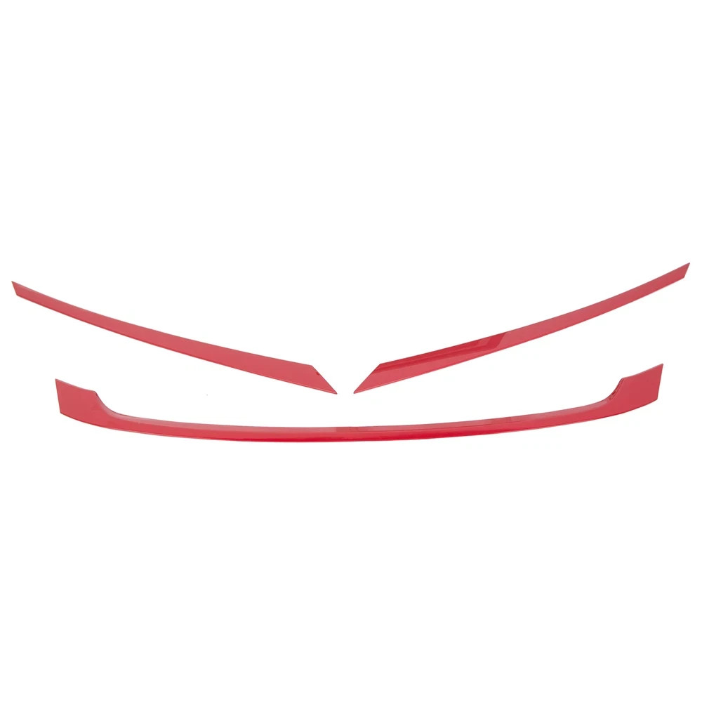 Honda Civic 16-21 JDM Front Grill Trim Cover Garnish Gloss Red ABS 3PC