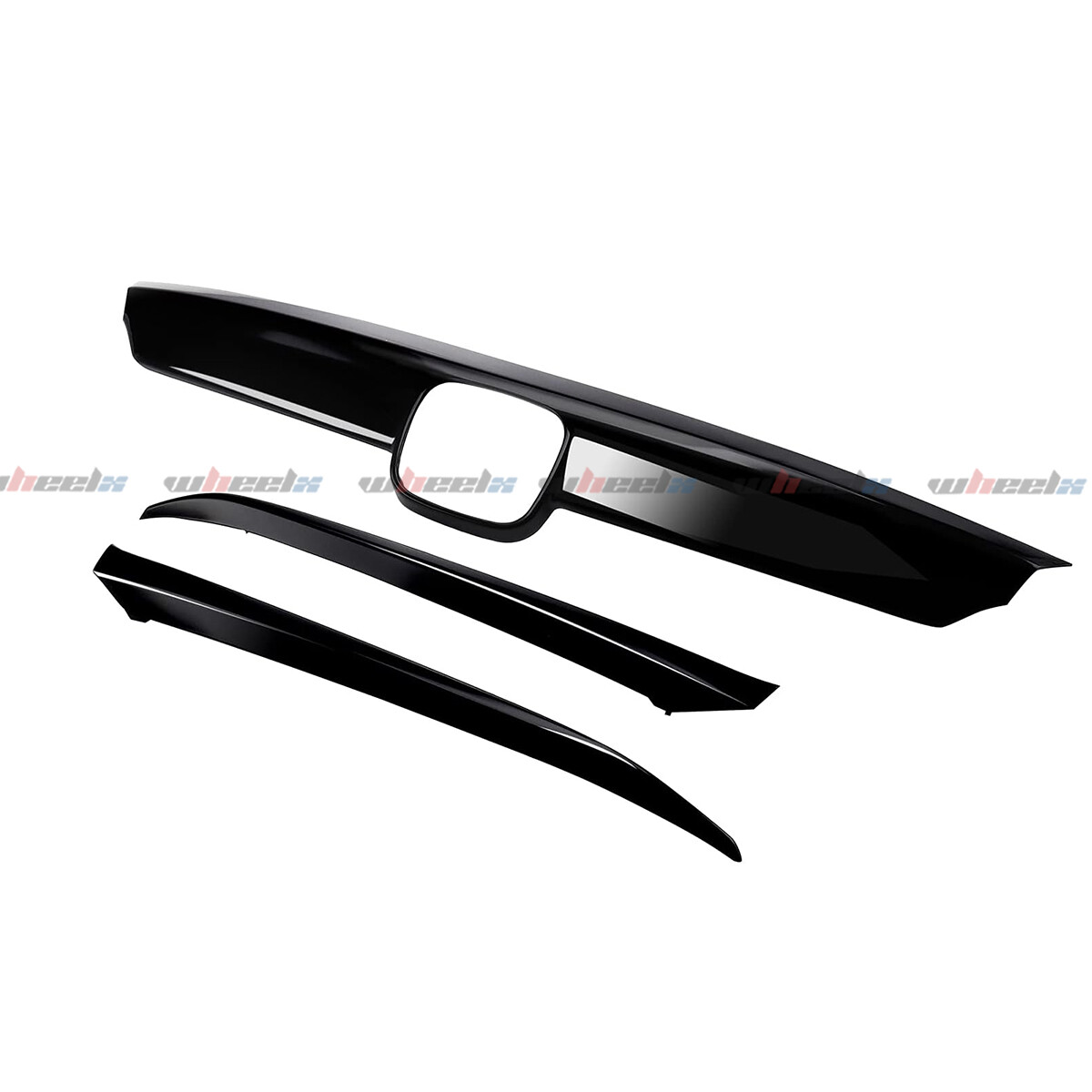 For 2018 2019 2020 Accord Gloss Black Front Grille Garnish Trim + Eyelid Cover