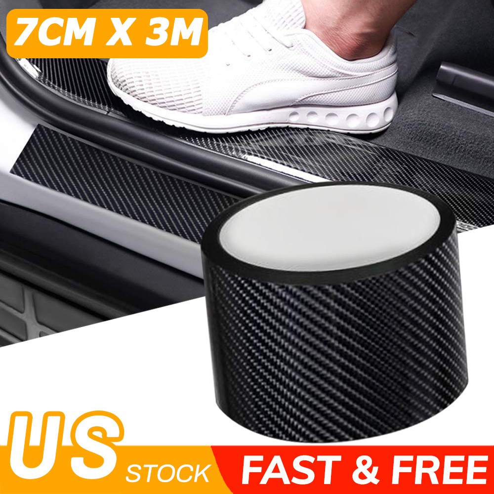 Car Carbon Fiber Door Plate Bumper Sill Scuff Cover Anti Scratch Sticker 10FT
