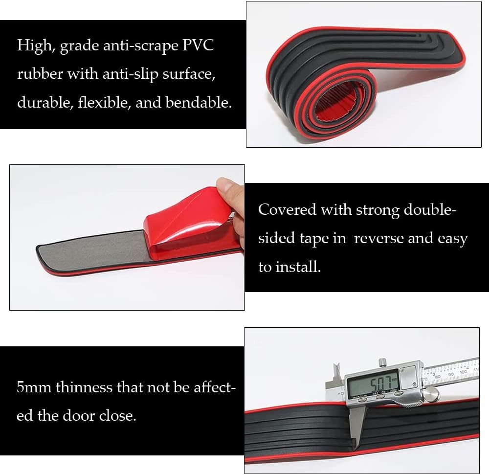 4PCS Red Border Rubber For Audi Car Sedan Door Scuff Sill Cover Panel Protector