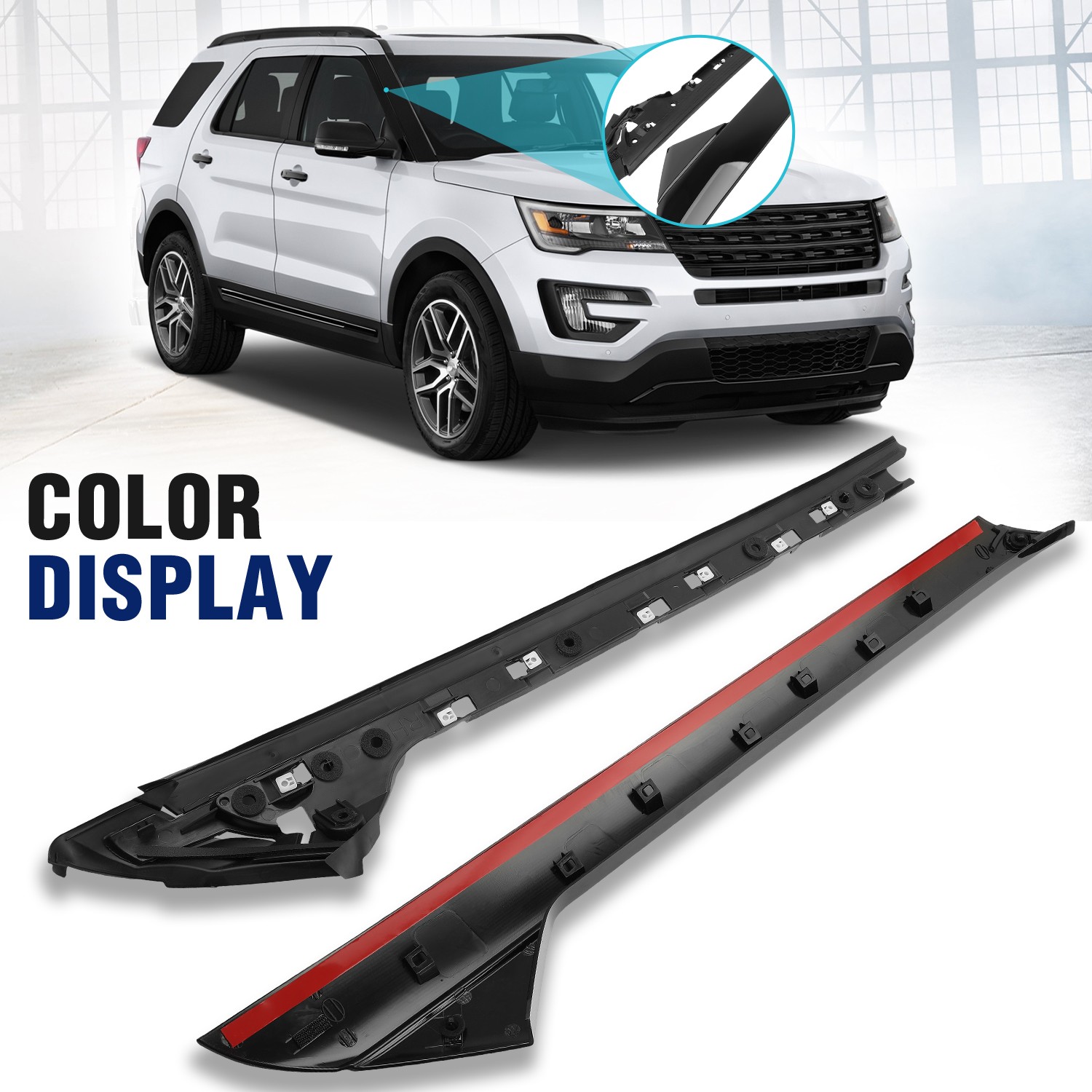 Inner Outer Right Side Windshield A-Pillar Molding Trim For 11-19 Ford Explorer