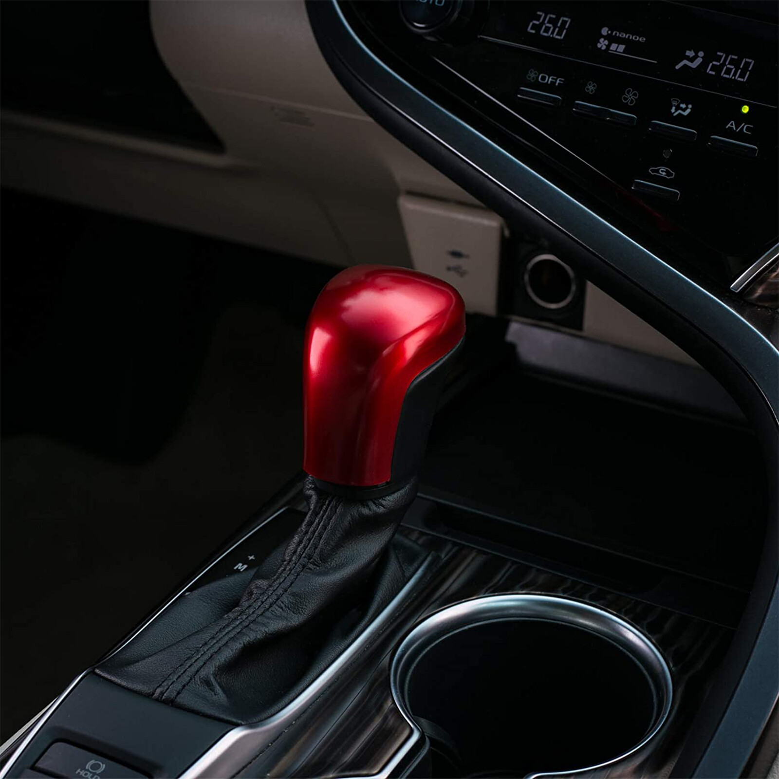 Red ABS Car Interior Gear Shift Knob Cover Trim For Toyota Camry Corolla Avalon