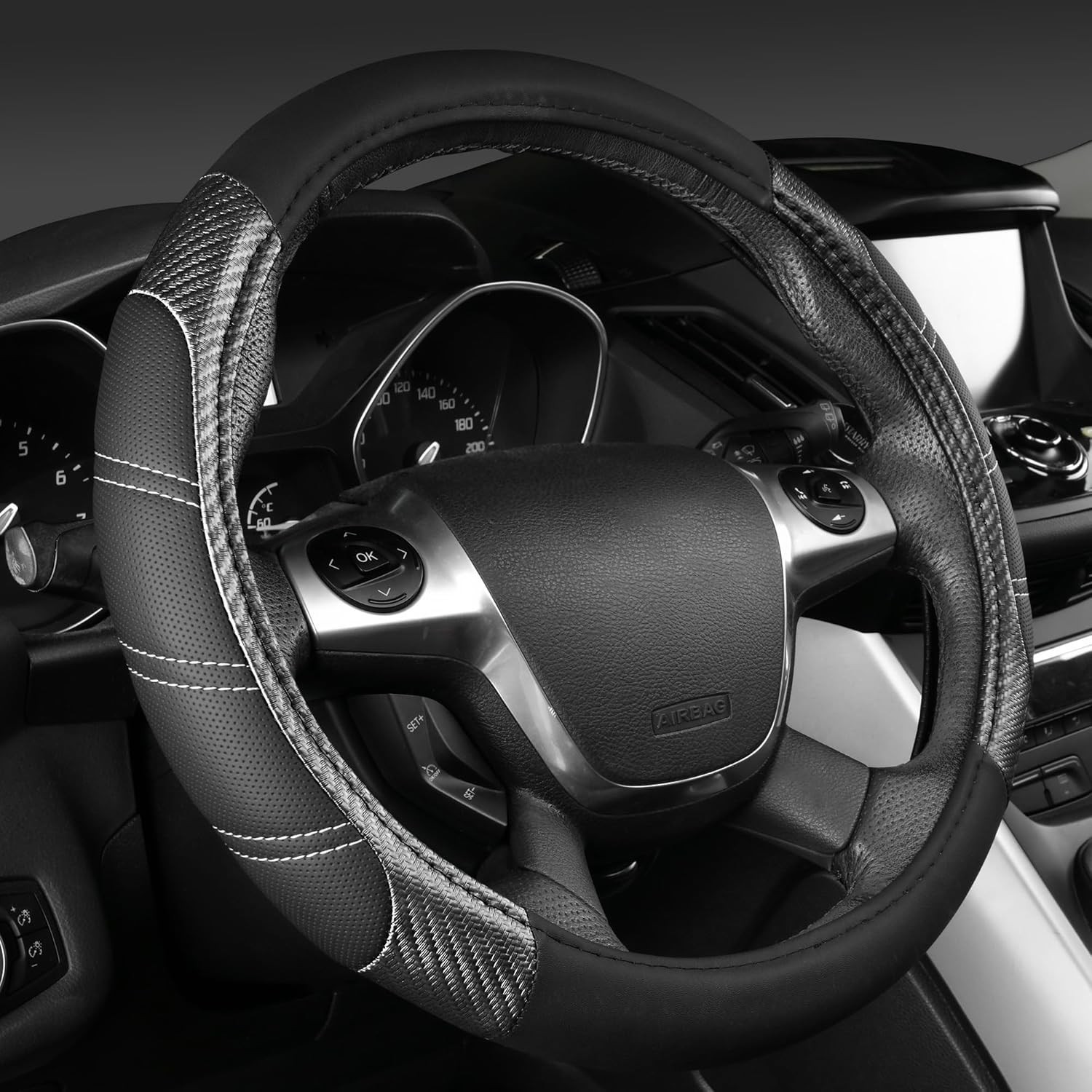 Durable Anti-Slip Steering Wheel Cover & Waterproof Mats for SUVs and Sedans