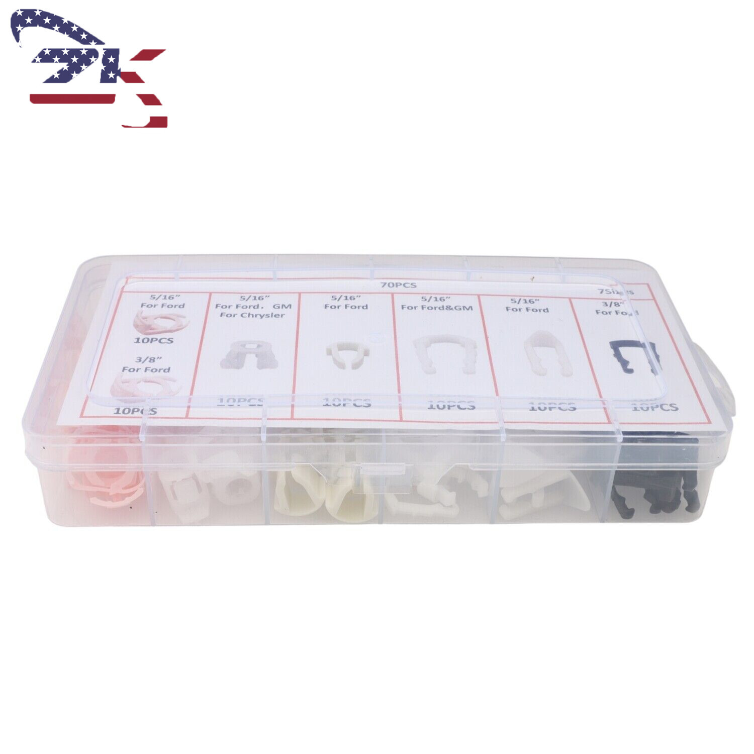 Package of 70 Pieces Fuel Line Retainer Clip 7 Size 3/8 5/16 for Ford GM