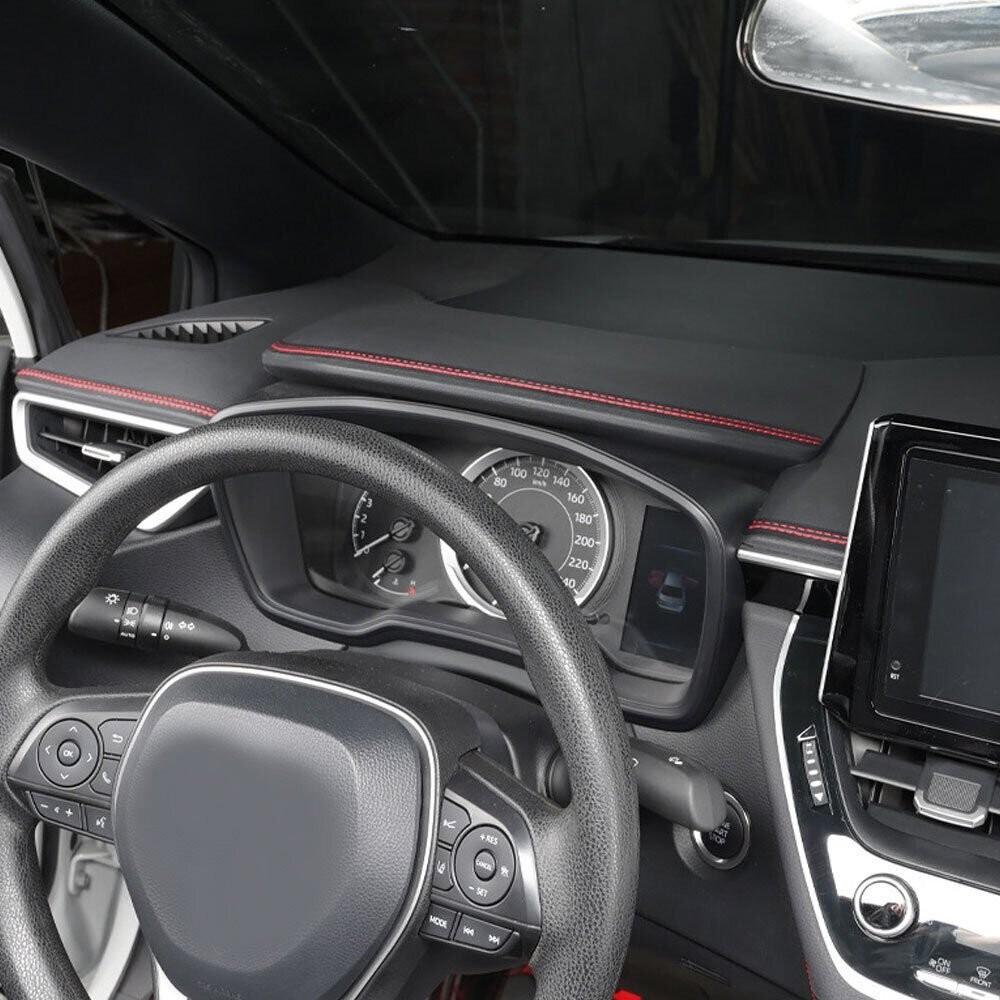 Red PU Leather Car Dashboard Line Decor Strip Sticker Trim Moulding Accessories