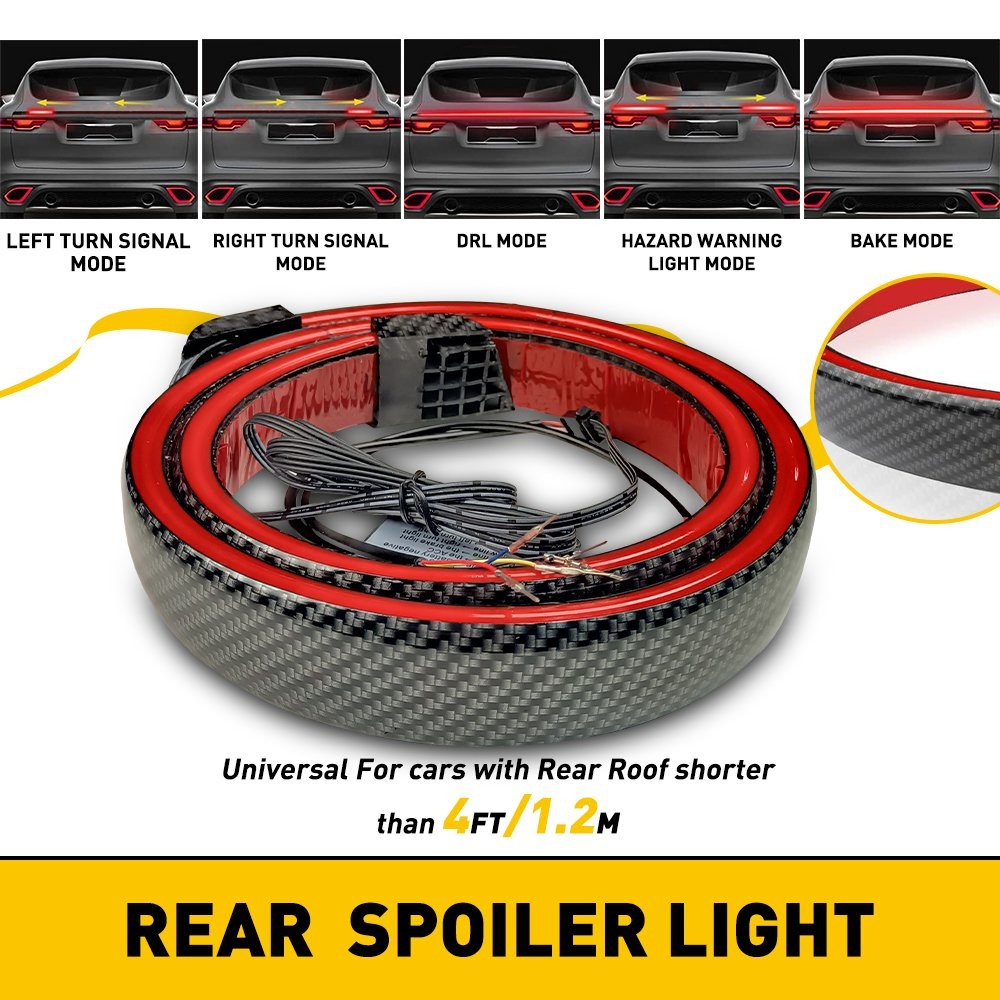 Universal LED Spoiler Rear Lip Kit for Car Trunk Brake Light Trunk Roof Wing US