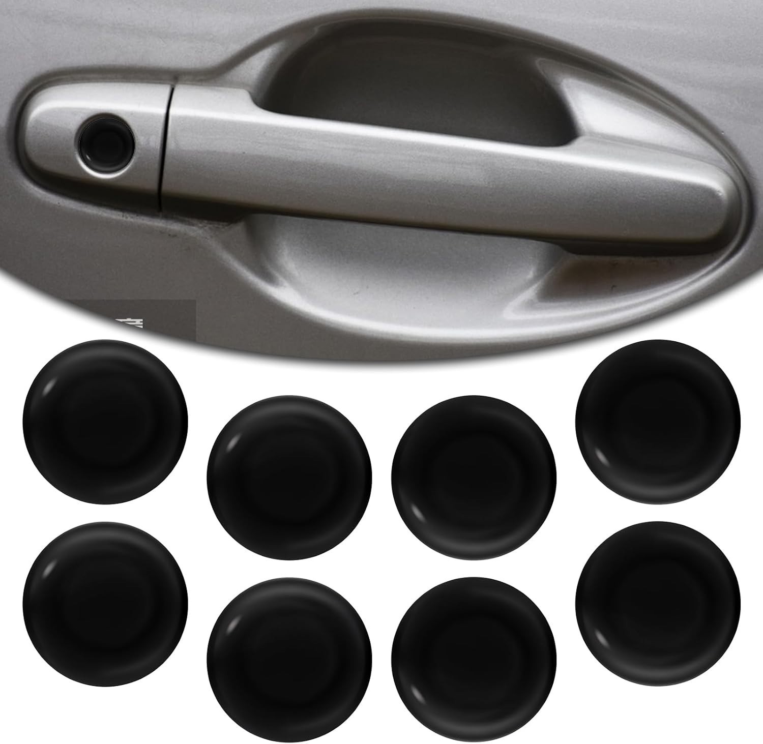 8 PCS Car Key Hole Cover, Plastic Keyhole Scratch Protection Sticker Black