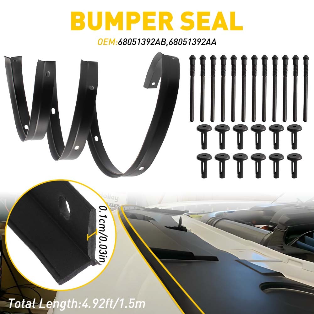 Front Hood Bumper Weatherstrip Seal & Rivets for 2008-2022 Dodge Challenger