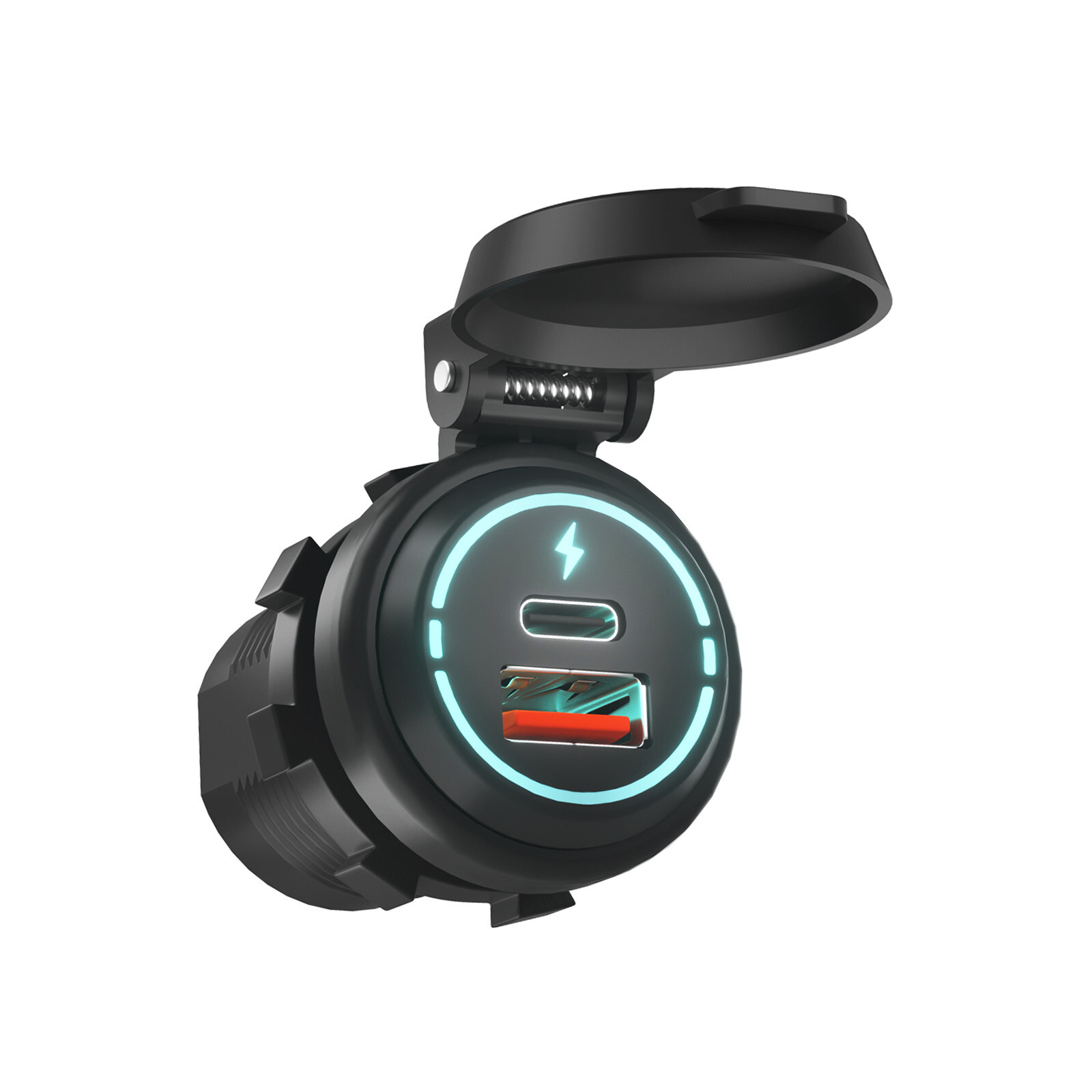 Car Cigarette Lighter Socket Dual Ports USB Type-C Quick Charging Power Outlet
