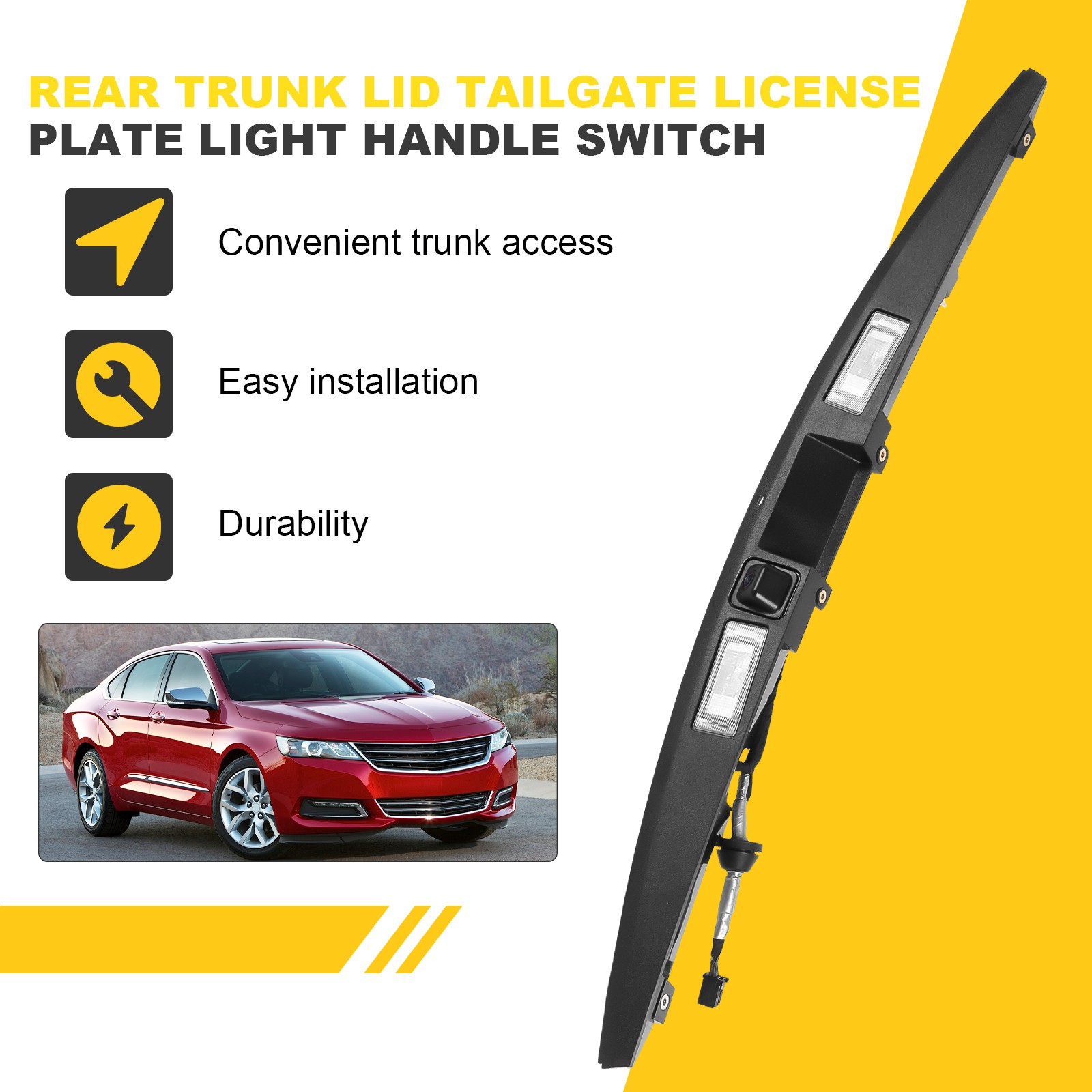 For 14-20 Chevy Impala Rear Trunk Lamp Carrier Trim License Frame Light W/Camera