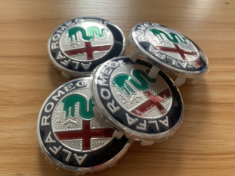 4x 60mm Alfa Romeo Alloy Wheel Centre Cap Silver Set Decal Emblem Badge Logo