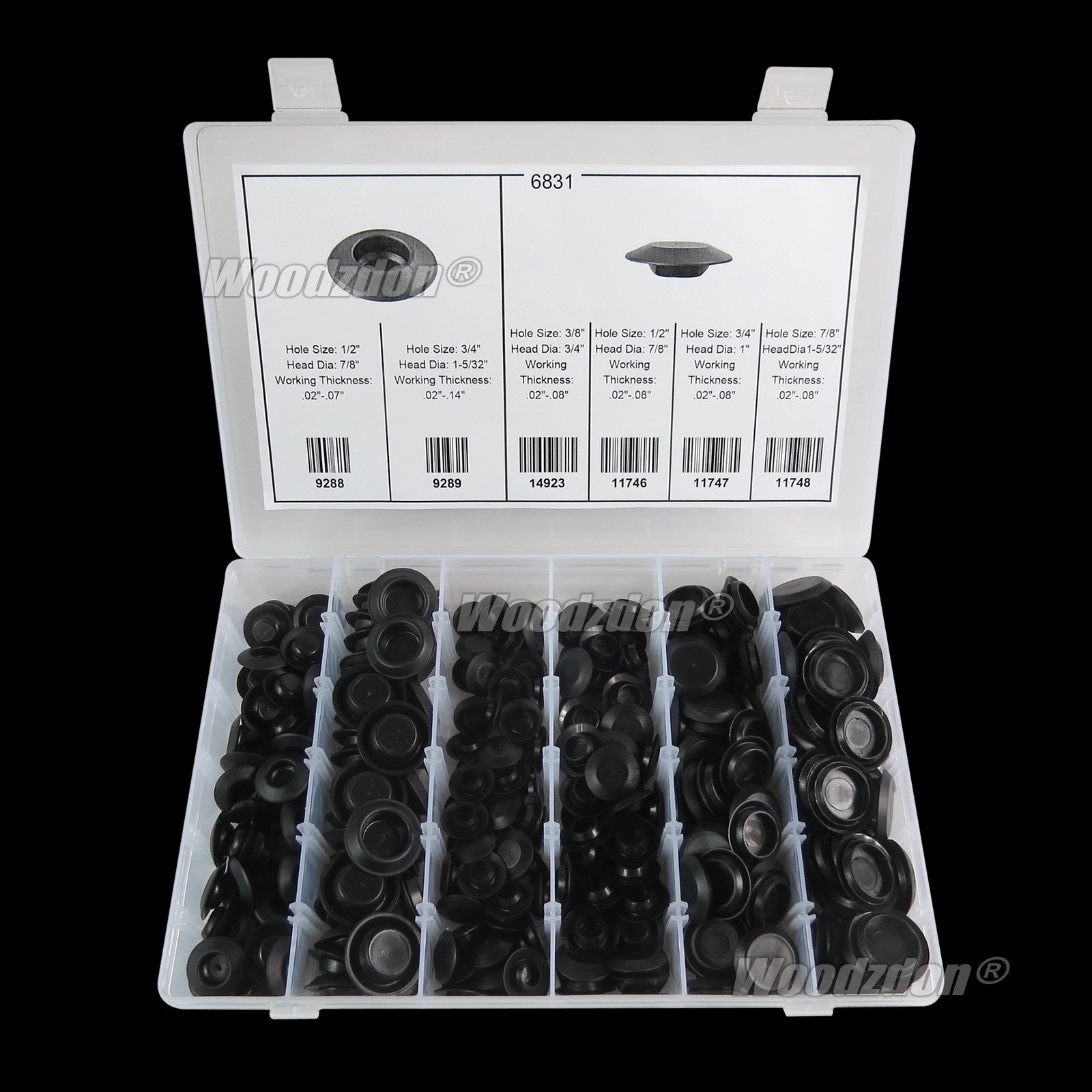 305 Pcs Plastic Plug Button & Flush Sheet Metal Plug Assortment For Auveco A6831