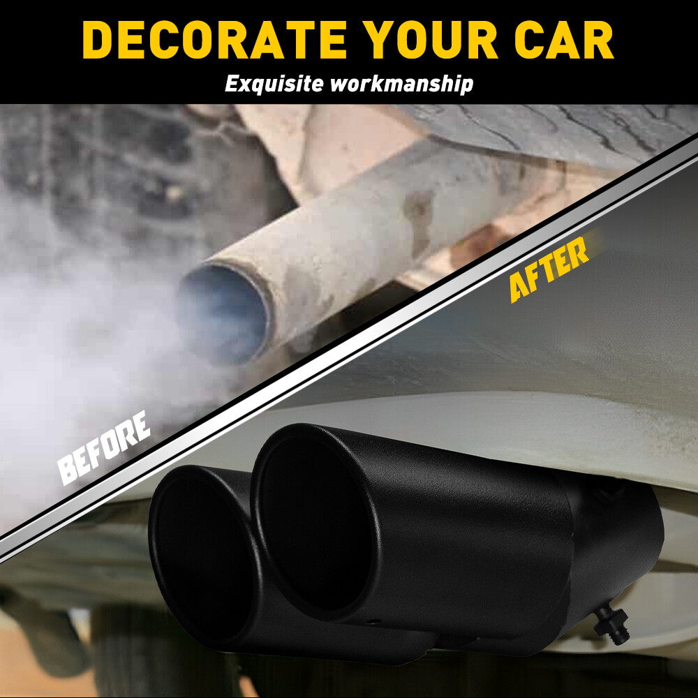 Car Rear Dual Exhaust Pipe Tail Muffler Tip Auto Accessories Replace Kit Black