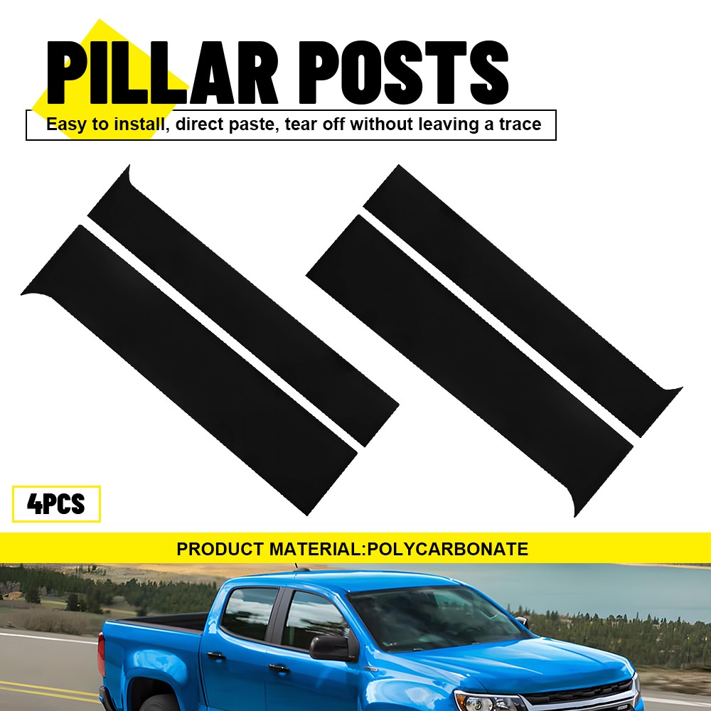4PCS Pillar Posts Black Door Trim Cover For Chevy Colorado GMC Canyon 2015-2022