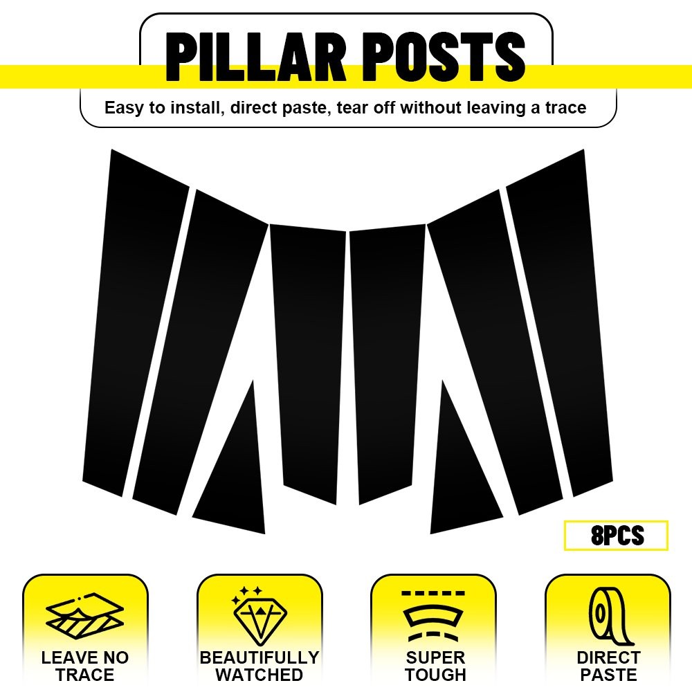 8Pcs Glossy Black Pillar Post Door Window Trim For 2014-2020 Nissan Rogue EXV