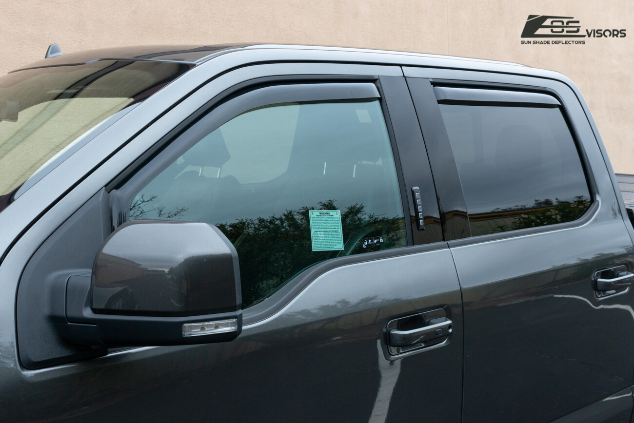 EOS Visors For 15-20 Ford F-150 Crew Cab IN-CHANNEL Side Window Rain Guards