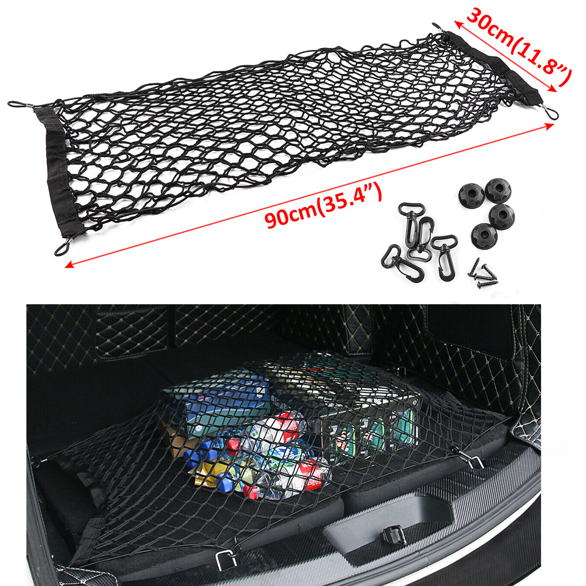 Trunk CARGO NET Car Nylon Elastic Mesh Organizer Truck SUV Universal 4 Hook Rear