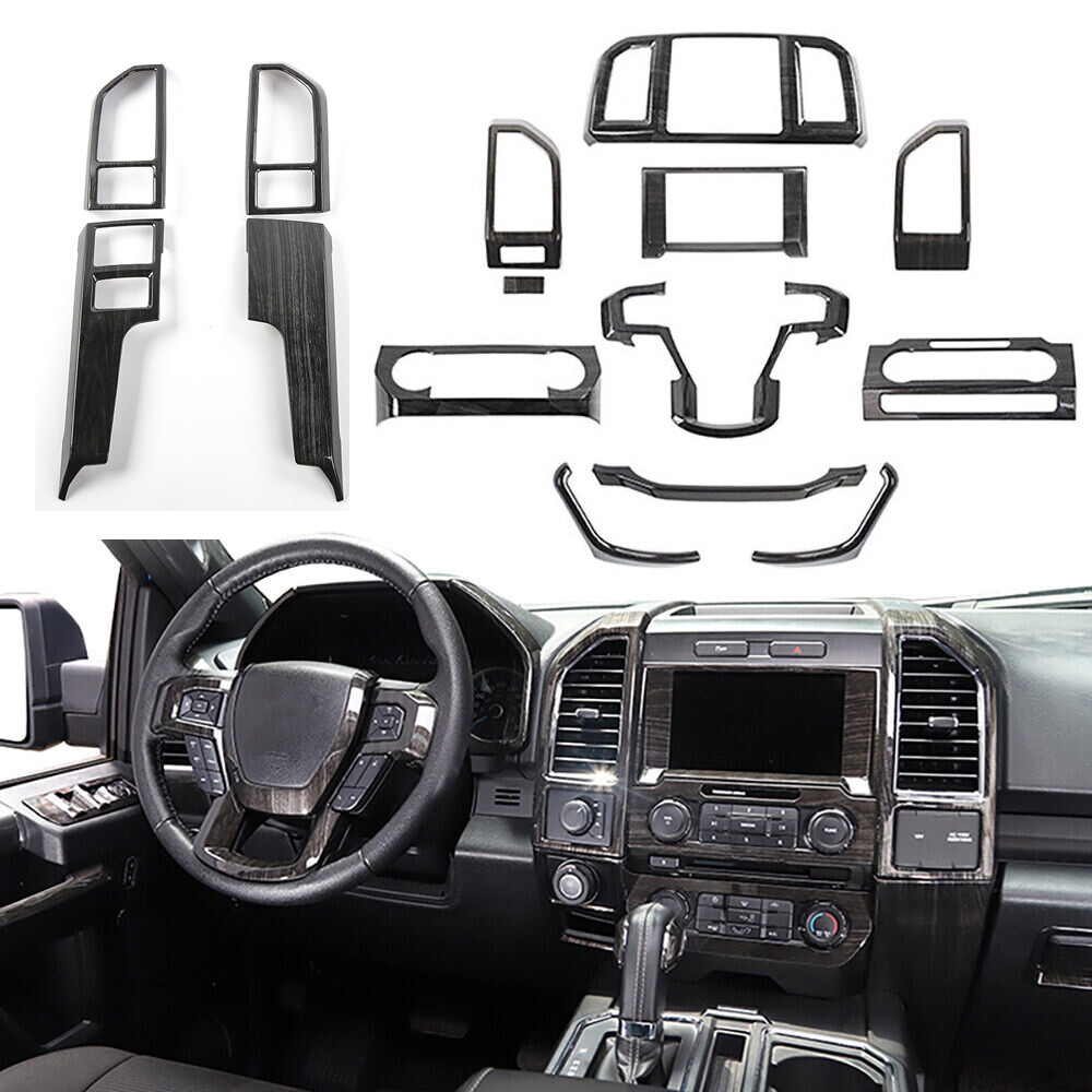 15X Interior Accessories Trim Full Kit Decor For Ford F-150 2015-2020 Black Wood