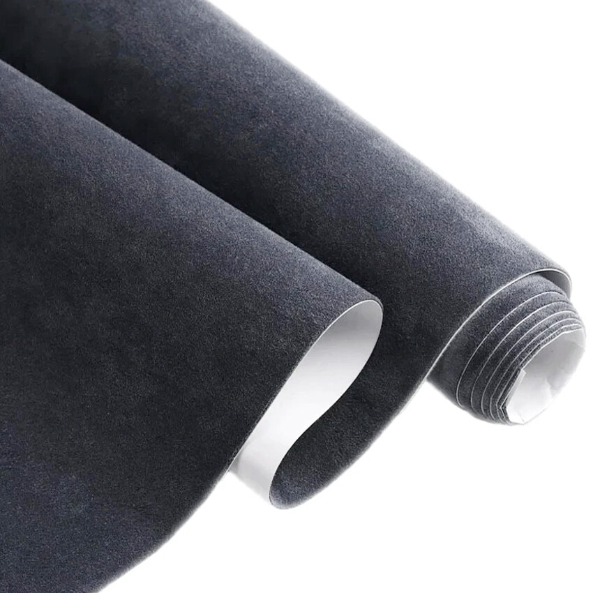 30*150cm Gray Self Adhesive Suede Fabric Velvet Liner Roll for Car Interior