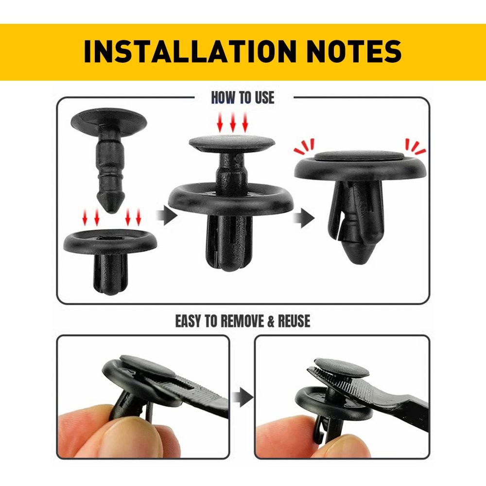 100Pc Push Type Retainers Bumper Retainer Clips Hole Metal for GM Toyota & Lexus