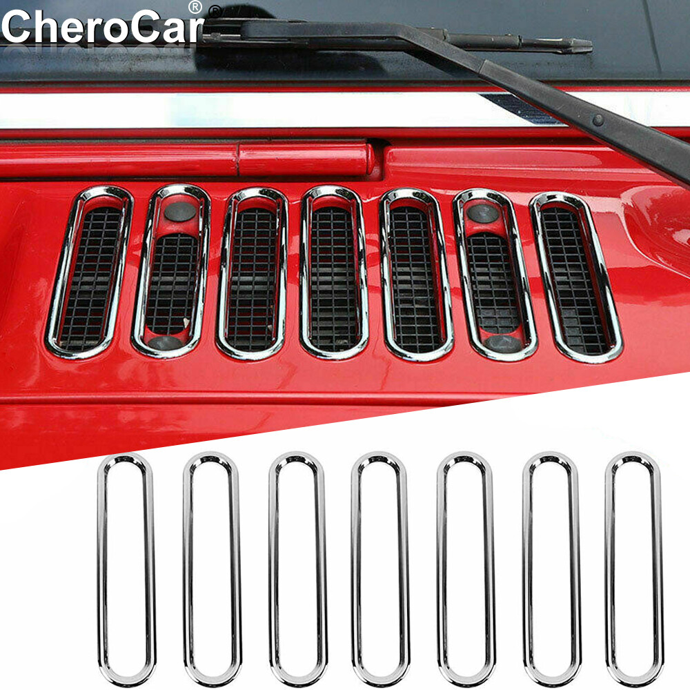 Chrome Hood Vent Cover Trim Decor Cover for 2007-17 Jeep Wrangler JK Accessories