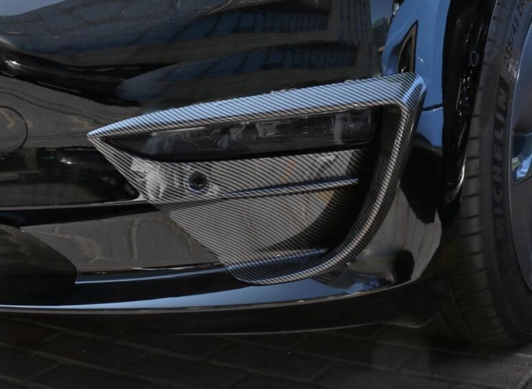 For Tesla Model 3 2017-2023 Carbon Fiber Front Fog Light Lamp Spoiler Cover Trim