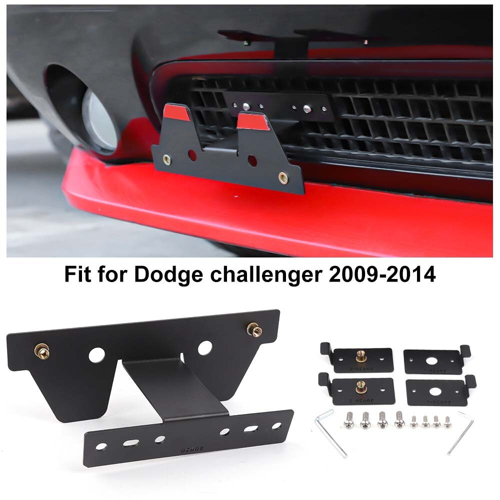 Front Grille License Plate Bracket Holder Stand Kit For Dodge Challenger 2009-14