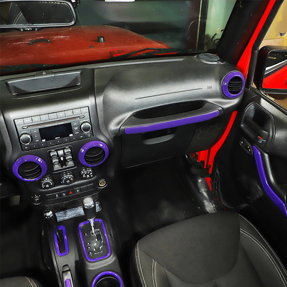 21X Car Interior Decoration Trim Kit For Jeep Wrangler JK 2011-2018 4Door Purple