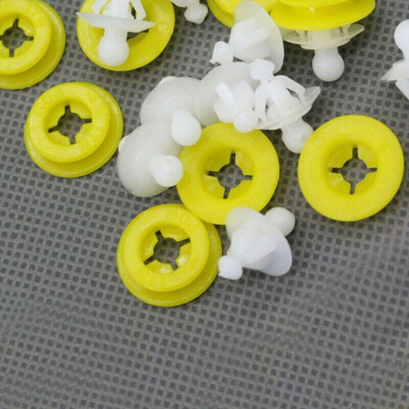 10PCS White+Yellow Fender Liner Retainer Clips Fasteners For Volvo C30 2008-2013
