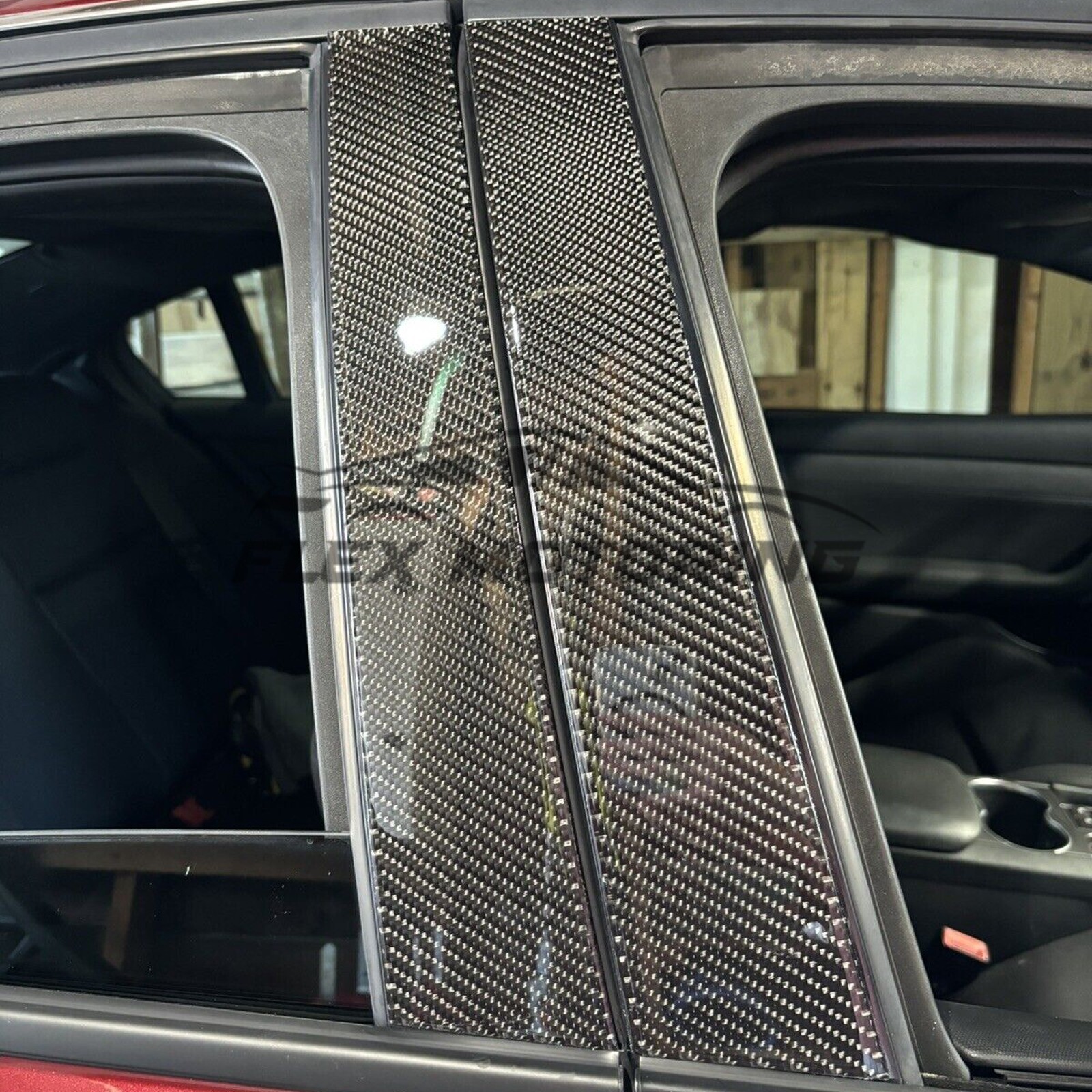 For 15-2023 Ford F-150 Real Carbon Fiber Pillar Post Covers Window KEYPAD CUTOUT