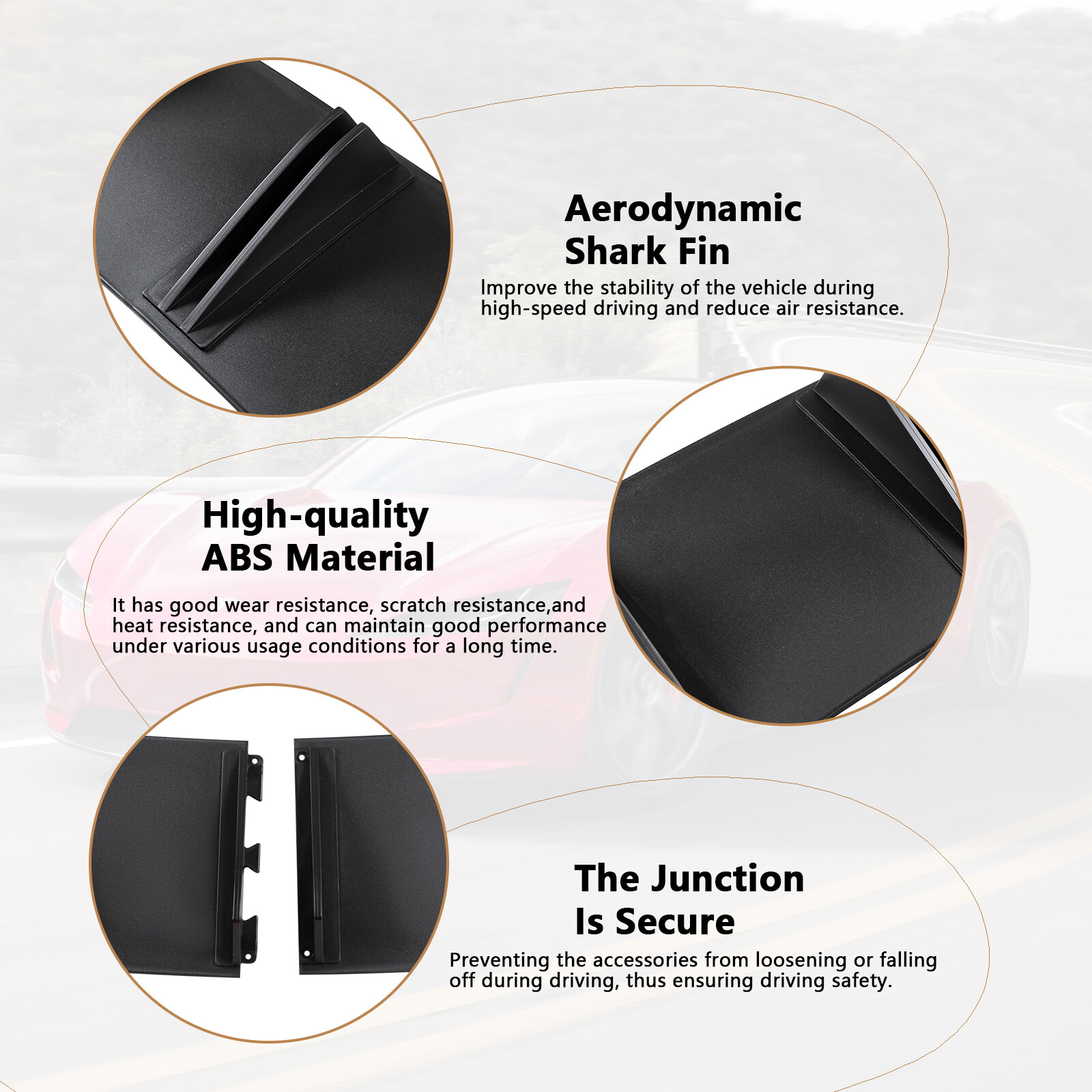 Matte Black 5 Fins Rear Bumper Diffuser Lip Spoiler Splitter For Hyundai Elantra