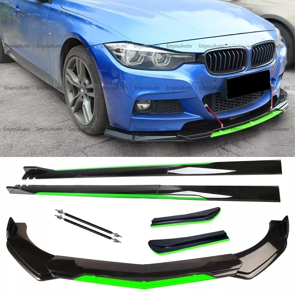 For BMW 740i 750i Series Front Bumper Lip Spoiler 86″ Side Skirt Black Green