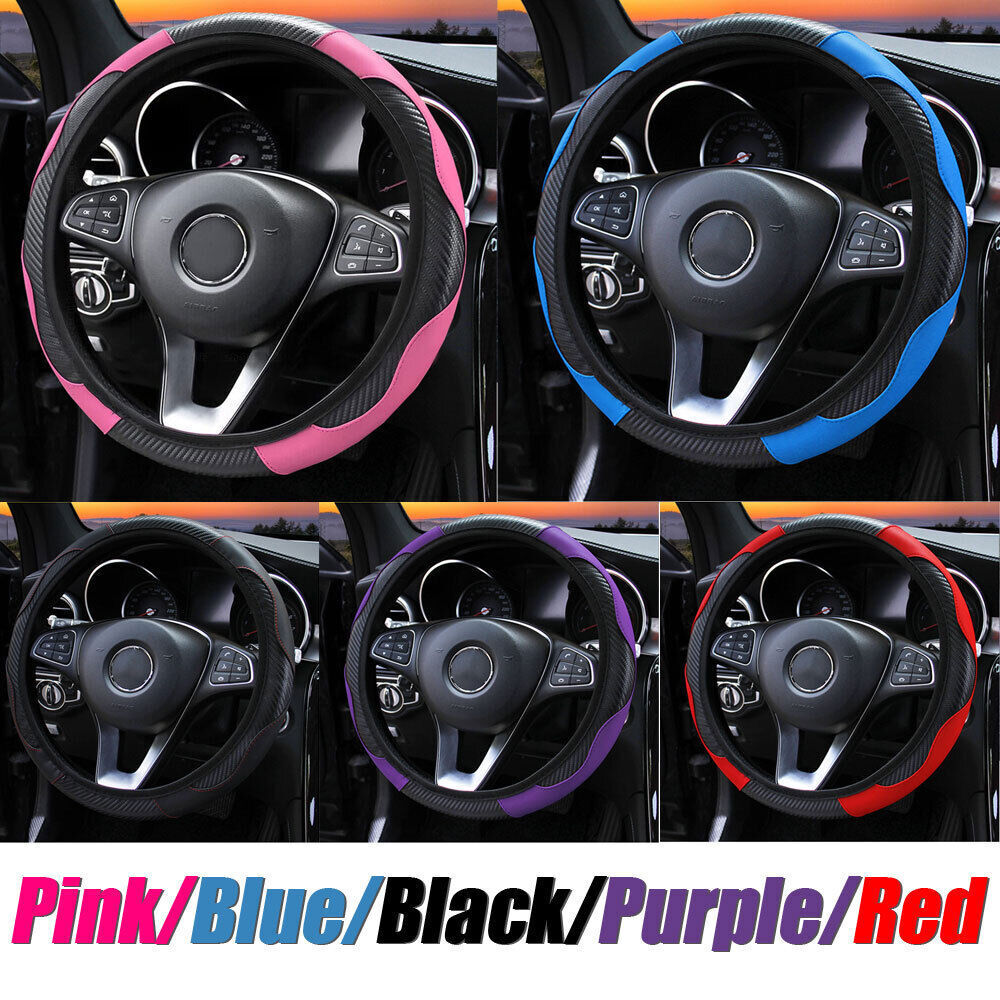 Microfiber Leather Steering Wheel Cover Anti-slip Breathable Protector Cover