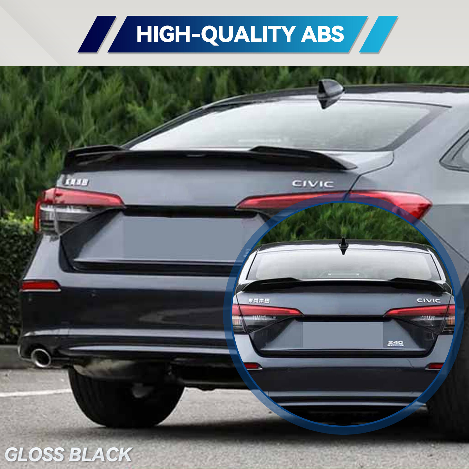 Trunk Spoiler Wing High Kick For 2022 -2025 Honda Civic Sedan Si Factory M Style
