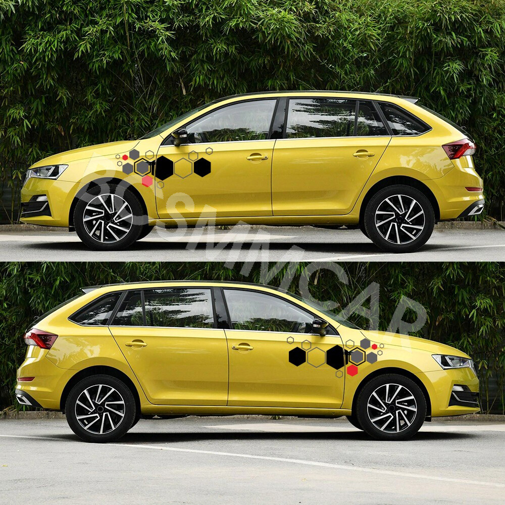 Car Hexagon Honeycomb Side Stickers Decals Graphics Vinyl Decorative Waterproof
