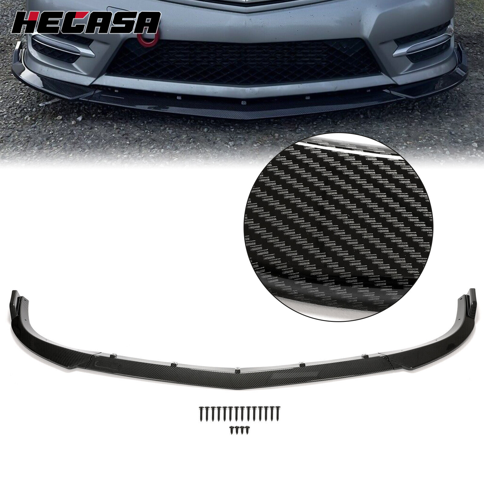 Carbon Fiber Color Front Bumper Lip Splitter Spoiler For Benz W204 Sport 2012-14