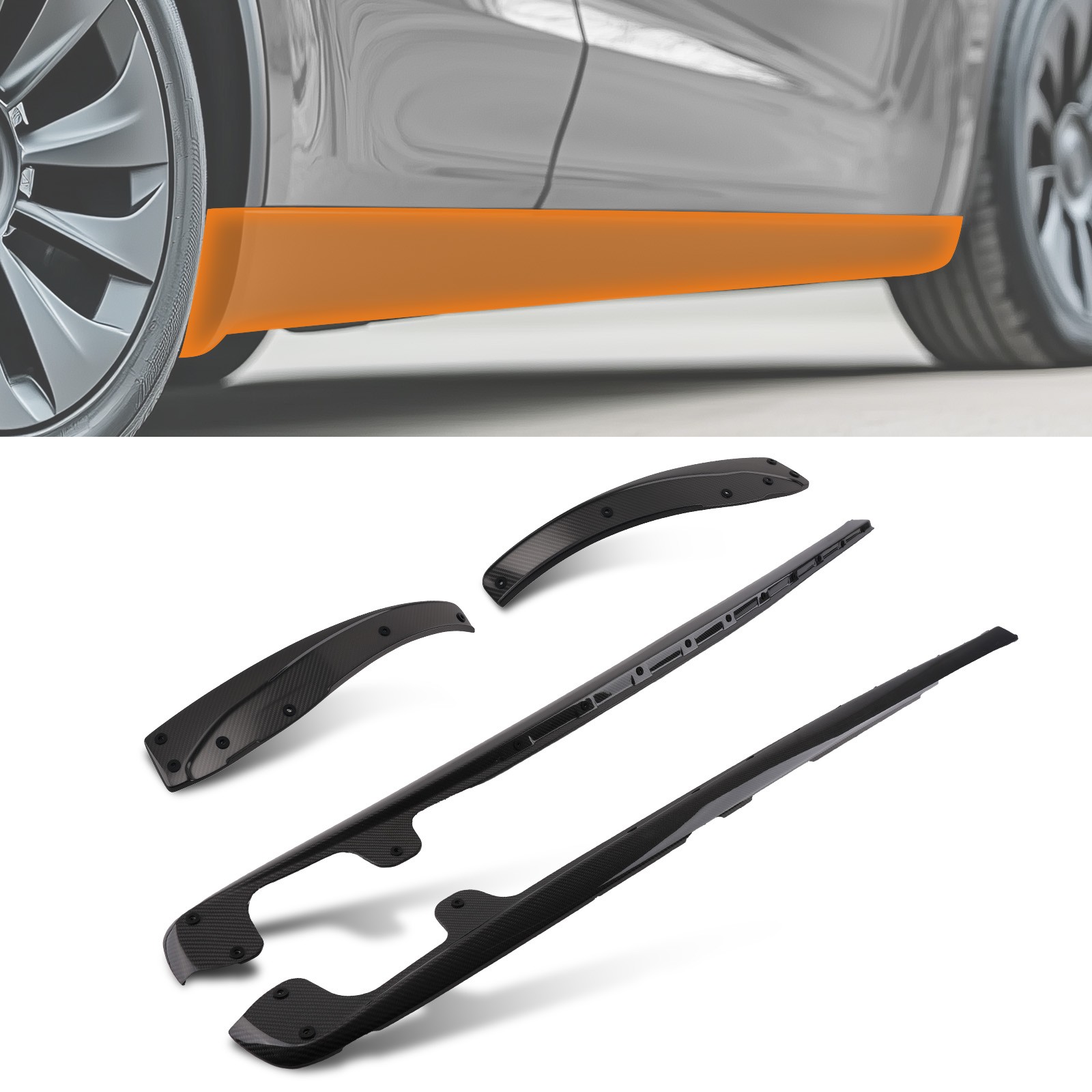Carbon Side Skirt Panel Kit for Chevrolet Corvette Wide Body 2005-2013