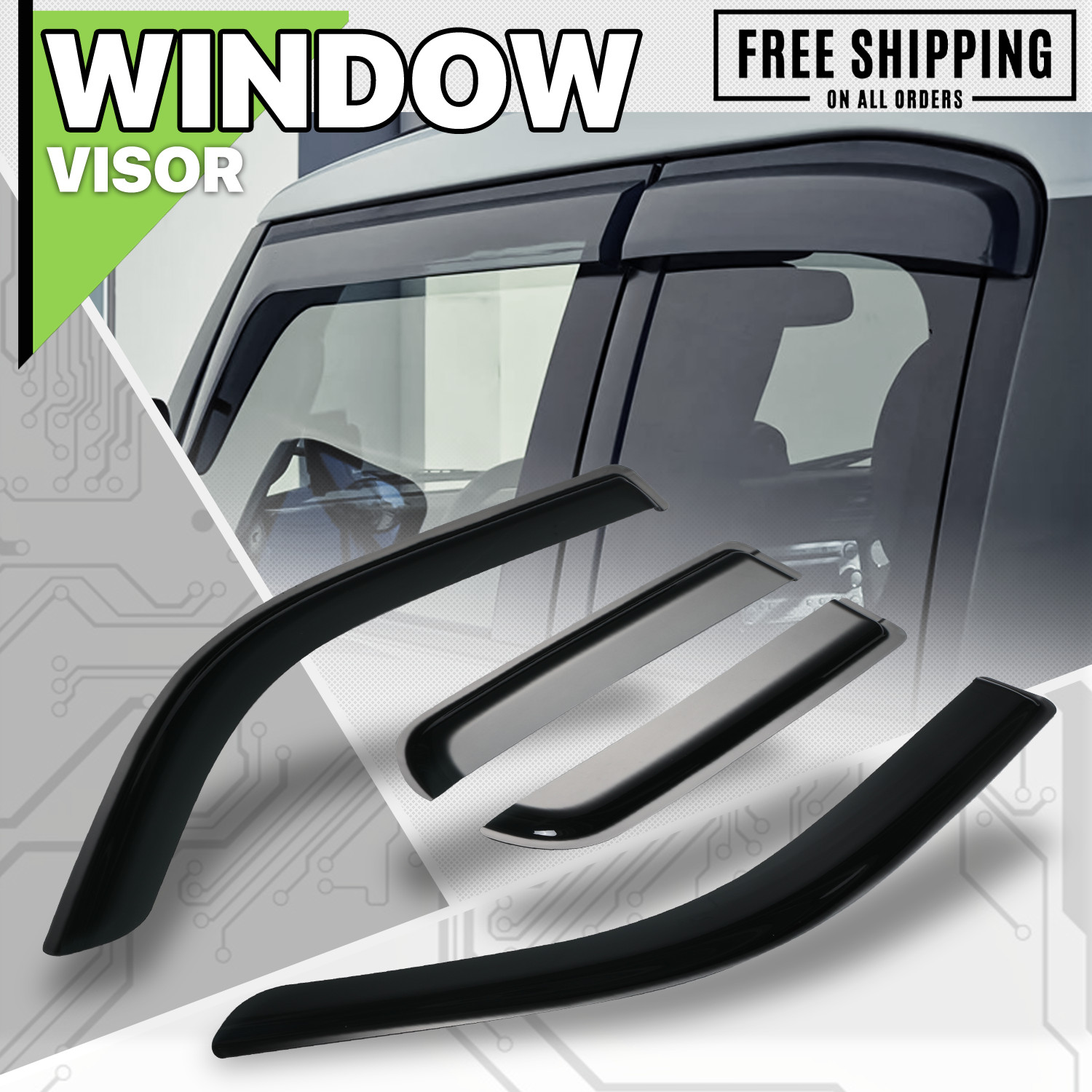Smoke Tint Window Visor Vent Wind Rain Deflector fit 2019-2023 Ram 1500 Quad Cab