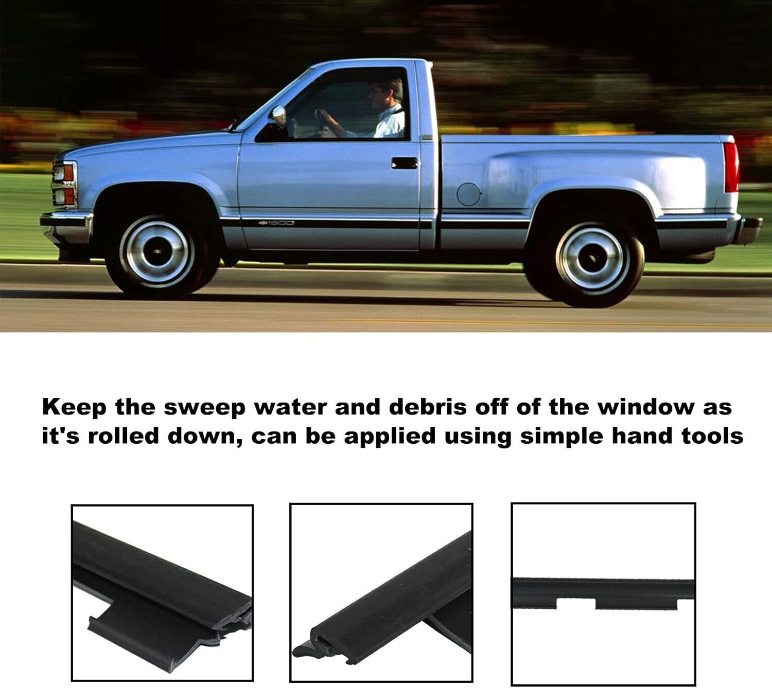 Weatherstrip Front Outer Window Sweep Seal for 1988-2000 Chevy GMC Pickup Truck