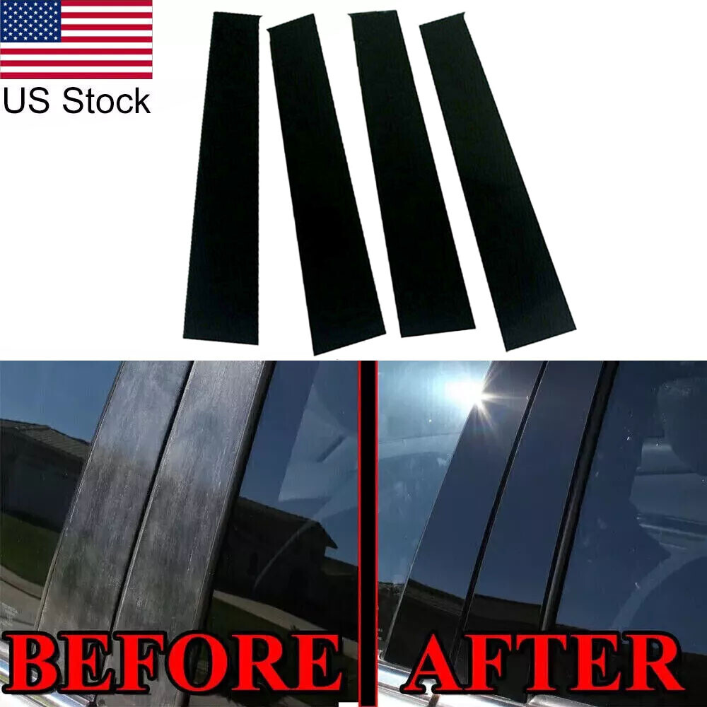 For 2007-2021 Toyota Tundra 4Pcs Glossy Black Window/Door Pillar Post Cover Trim
