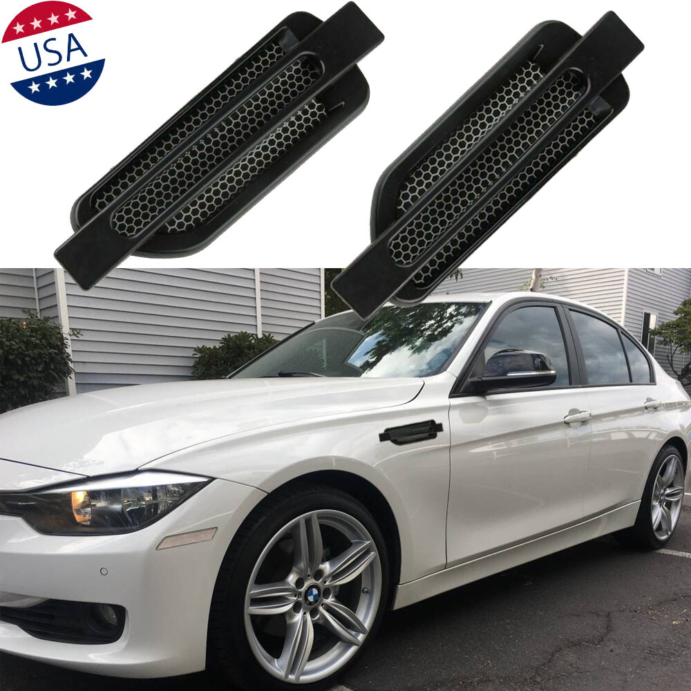 2x Universal Car Side Air Intake Flow Vent Decorative Fender Cover Stickers Trim