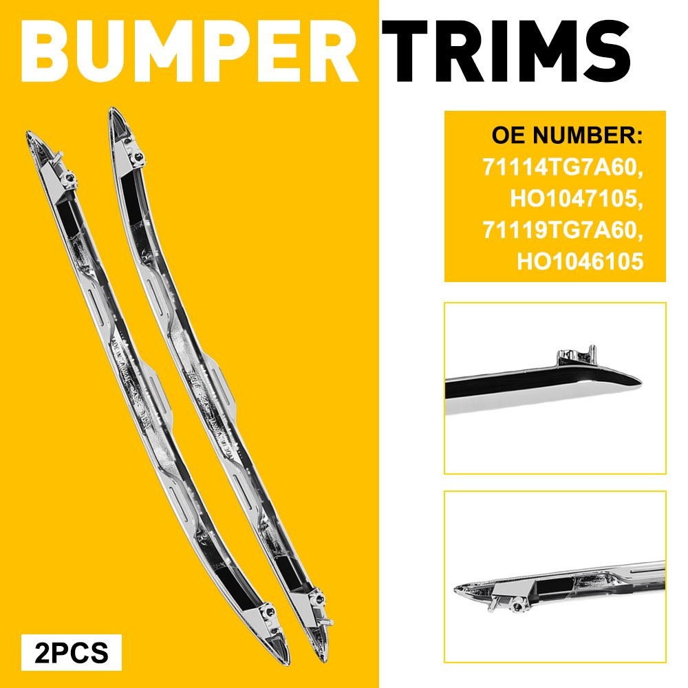 Fit Honda Pilot 19-22 Front L+R Lower Bumper Cover Molding Trim Chrome HO1046105