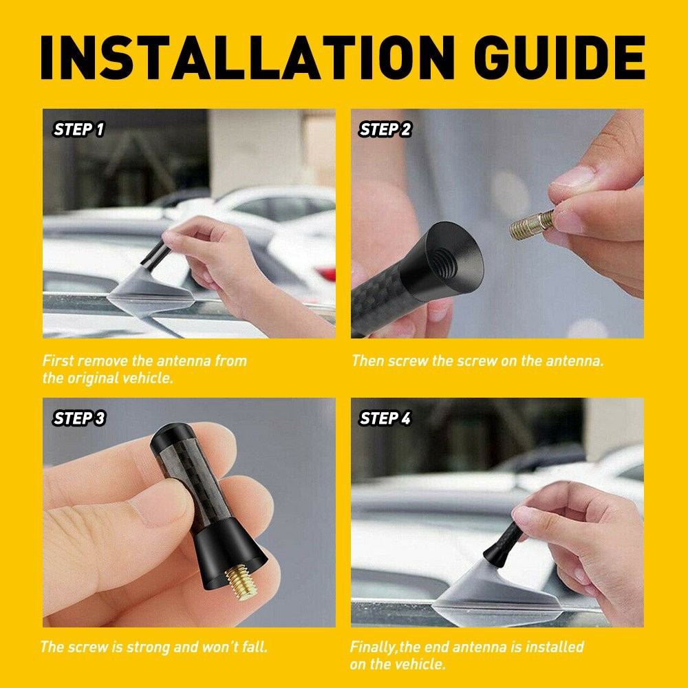 Universal 2.4″ Car Antenna Aerial Screw Carbon Fiber Radio FM Antena Free Return