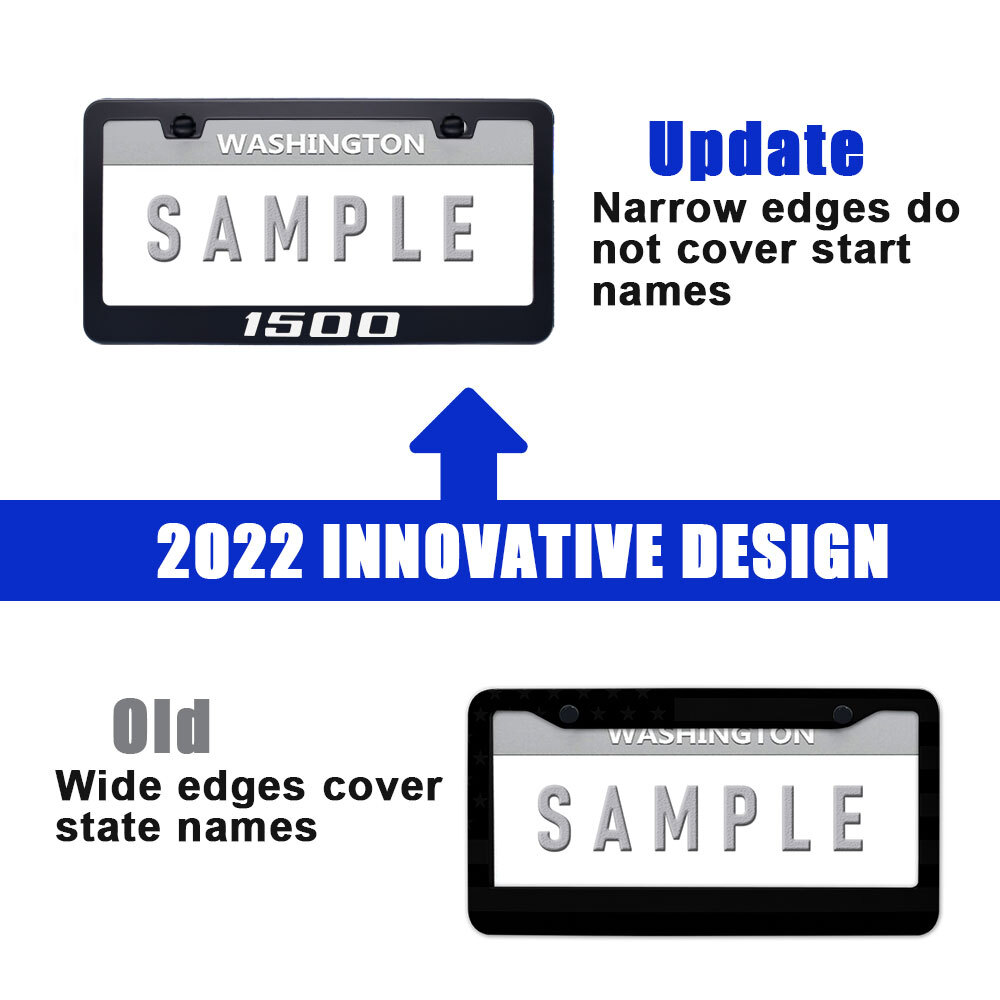 Metal License Plate Tag Frame Black Cover For Dodge Ram 1500 Crew Cab Pickup